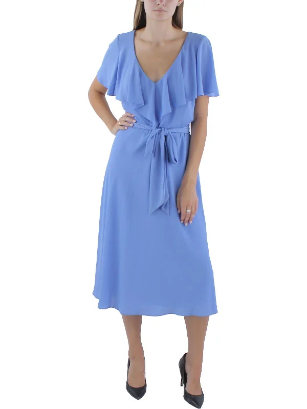 Top Deals Womens Daytime Belted Midi Dress Seasonal Trend