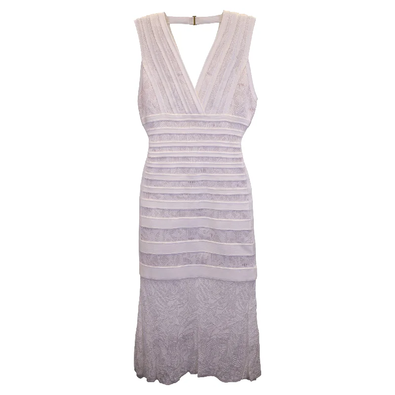 Fashion-Forward Herve Leger Bandage Midi Dress in White Cotton Nordic Minimalist Home Look