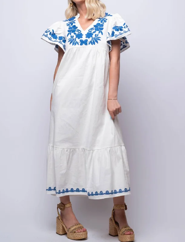 Chic Trends Unveiled Rosalind Midi Dress In White Alluring Design