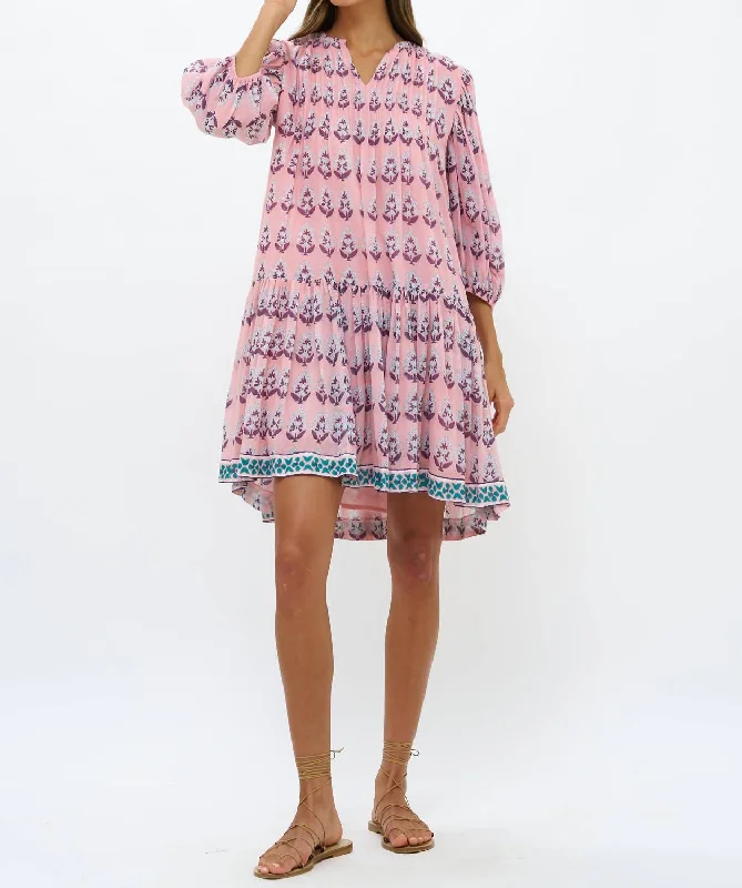 New Arrivals Pintuck Drop Waist Mini Dress In Bodrum Pink Feminine Soft - Hued Styles