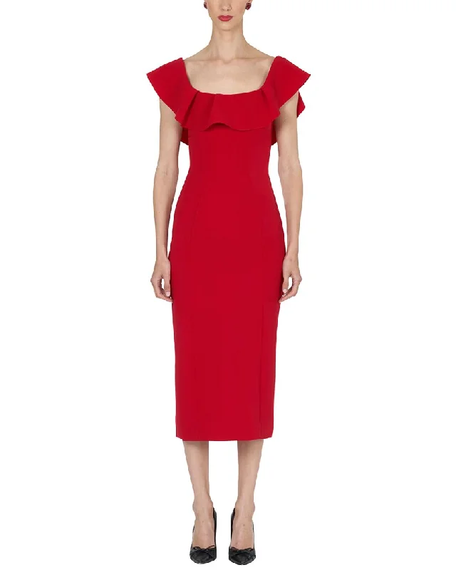 Special Offer For You Carolina Herrera Draped Neckline Pencil Midi Dress Classic Appeal