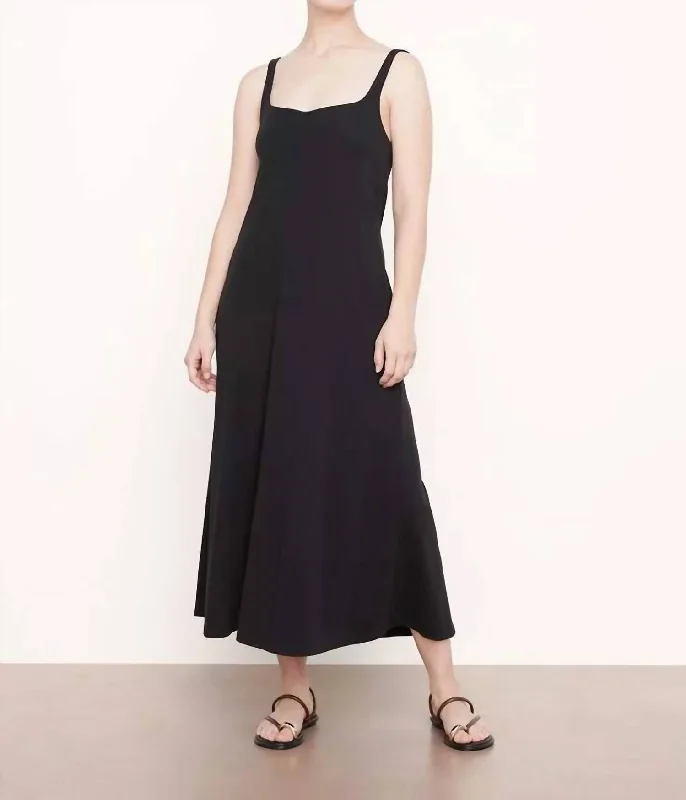 Dive Into Trendy Styles Sleeveless Trapeze Midi Dress In Black Luxury Comfort