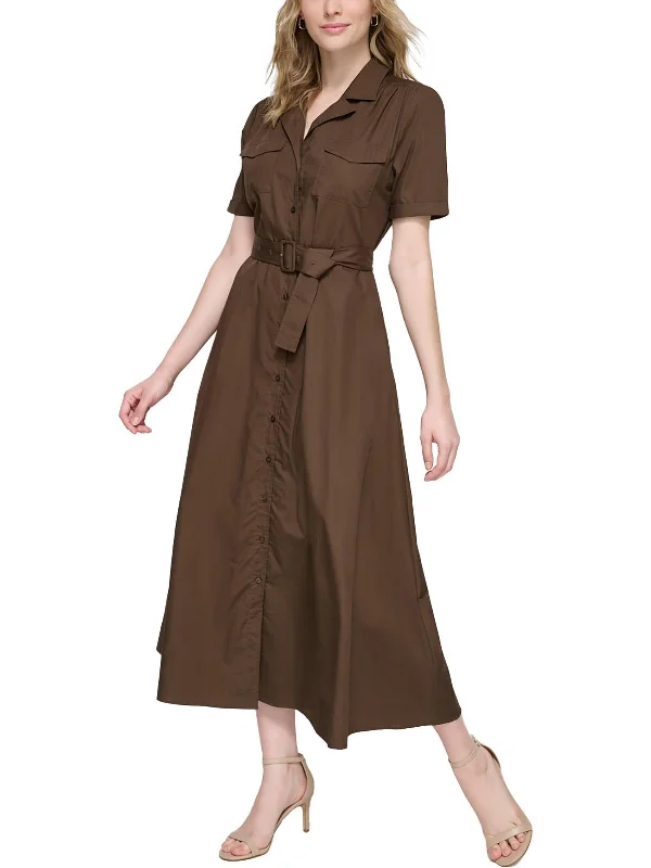 Seasonal Trends Womens Cotton Short Sleeves Midi Dress Now On Sale For Chic Urban Styles