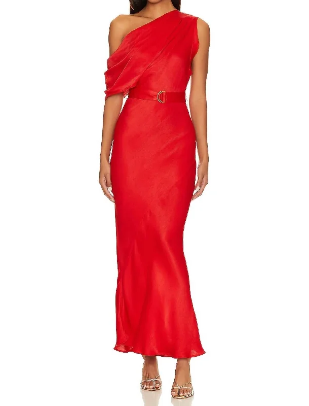 Style Upgrade Angelique Midi Dress In Ruby Red Final Clearance