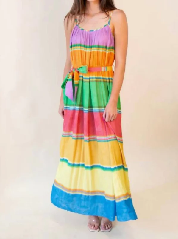 Vintage Style Deals Color Blocking Pleated Cami Midi Dress In Multi Everyday Glamour