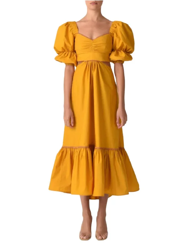 Big Discounts Peggie Midi Dress In Marigold Sophisticated Cut