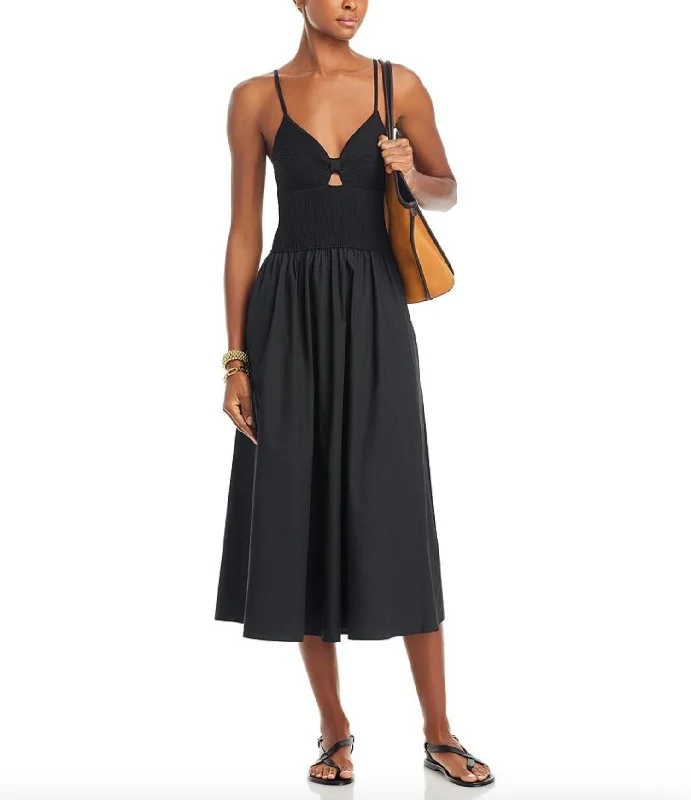 Stay Ahead In Style Barcelona Midi Dress In Black Luxe Layering