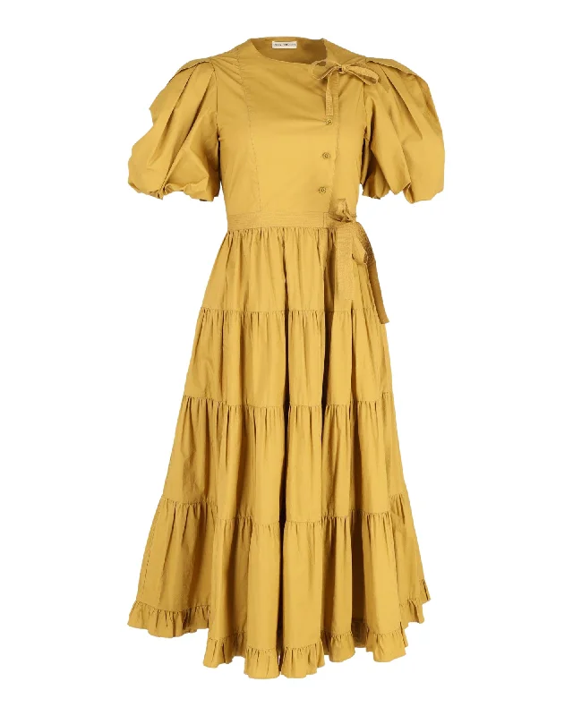 Budget Friendly Ulla Johnson Agathe Tiered Wrap Midi Dress In Camel Cotton Luxury Style