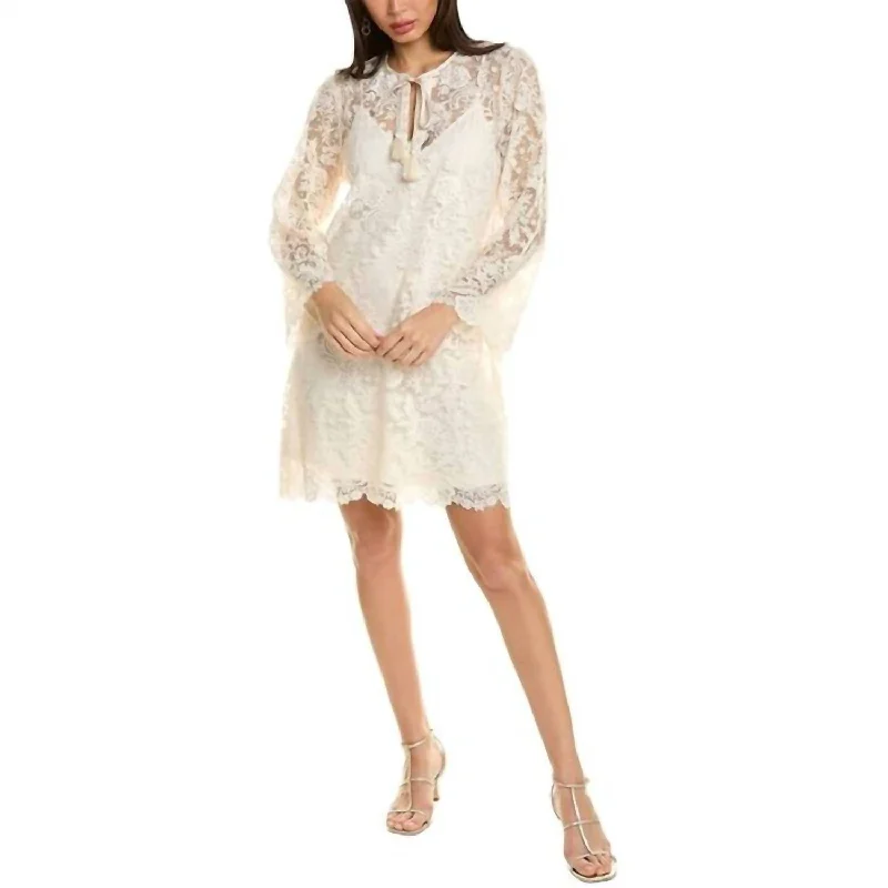 Trendy Pulse Harper Recycled Lace Mini Dress In Ivory Chic Urban Fashion Look