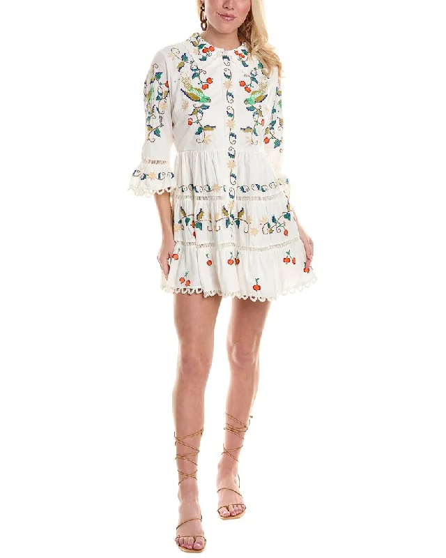 Flirty Fashion Discounts FARM Rio Pitanga Embroidered Mini Dress Effortless Comfort