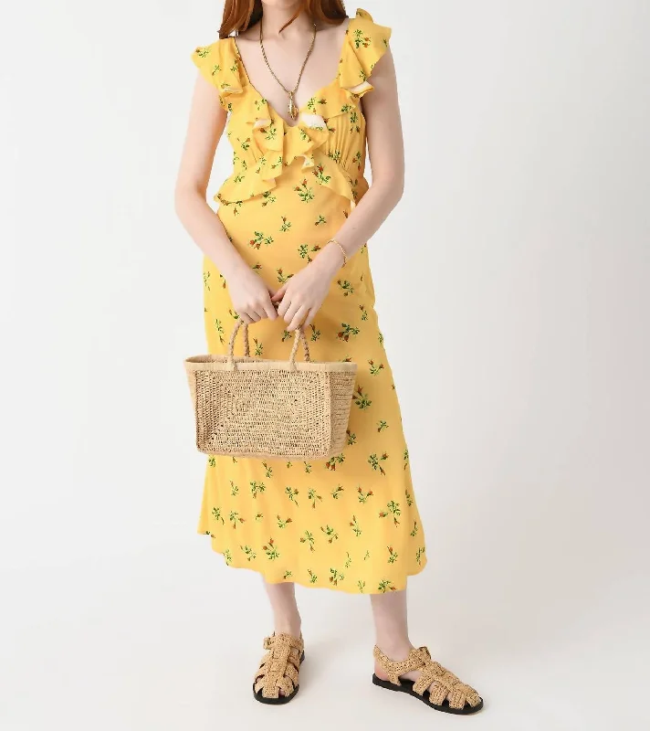 Stupidly Low Prices Rosemary Midi Dress In Buttercup Rosebud Print Grab Romantic Date - Night Styles Now