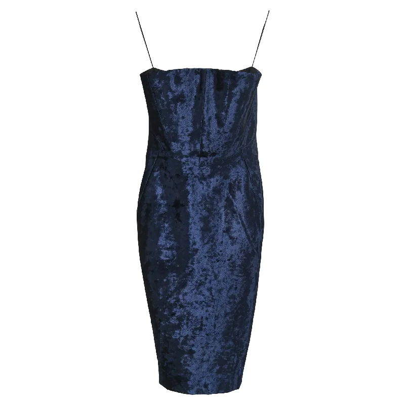 Everyday Elegance Sale Acne Studios Strapless Midi Dress in Blue Velvet Elegant Contour