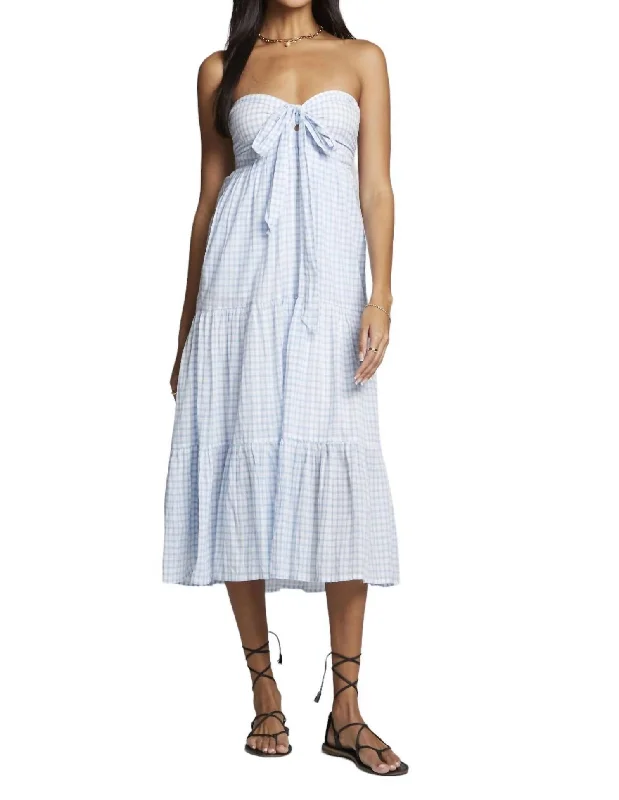 Sleek Style Discounts Camden Midi Dress In Sky Plaid Limited - Stock