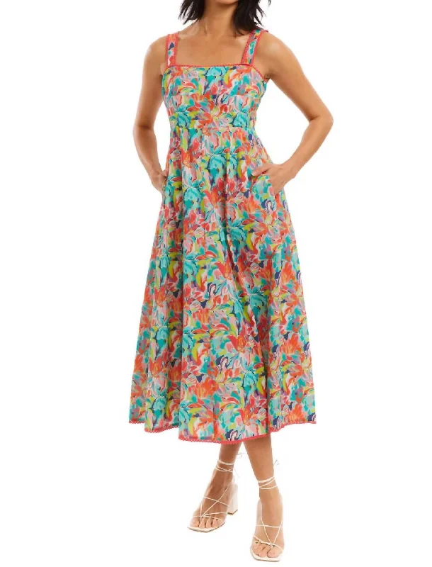 Laid-Back Fashion Offers Juliana Midi Dress In Multi Color Great Deals On Ethnic Cultural Wear