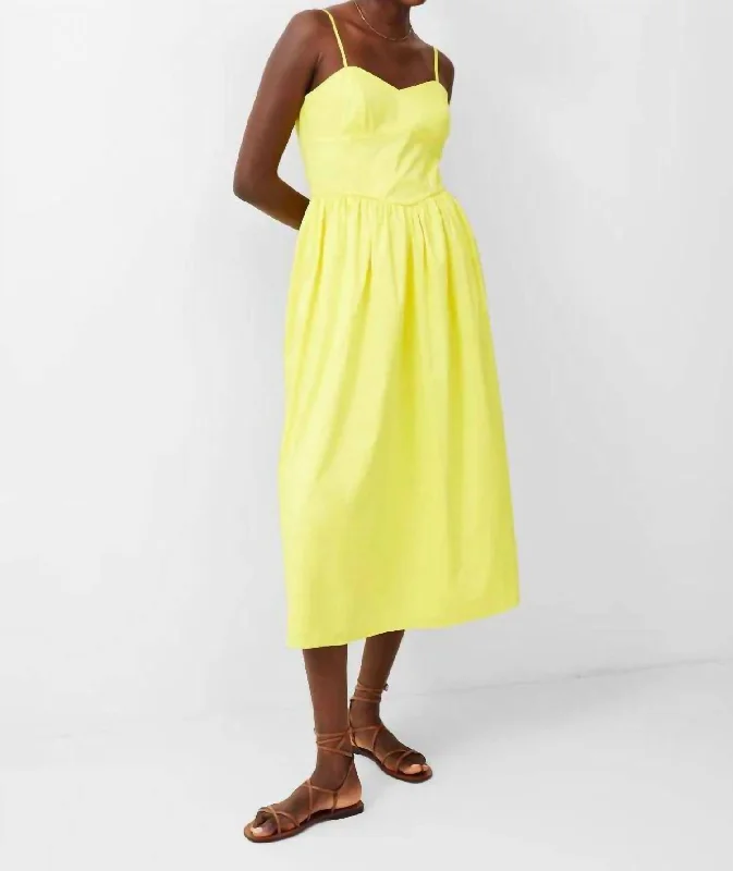 Bid Farewell To The Old Season Florida Strappy Midi Dress In Blazing Yellow Flash Deals