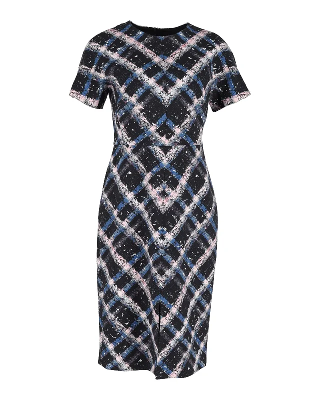 Timeless Elegance Sale Erdem Checked Midi Dress in Navy Blue Wool Chic Urban Fashion Look