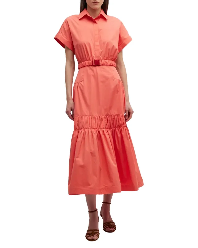 Hot Items Teres Midi Dress In Coral Vintage Elegance