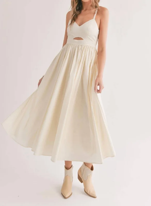 Cozy Comfort Style Sale Shades On Front Midi Dress In Ivory Final Clearance