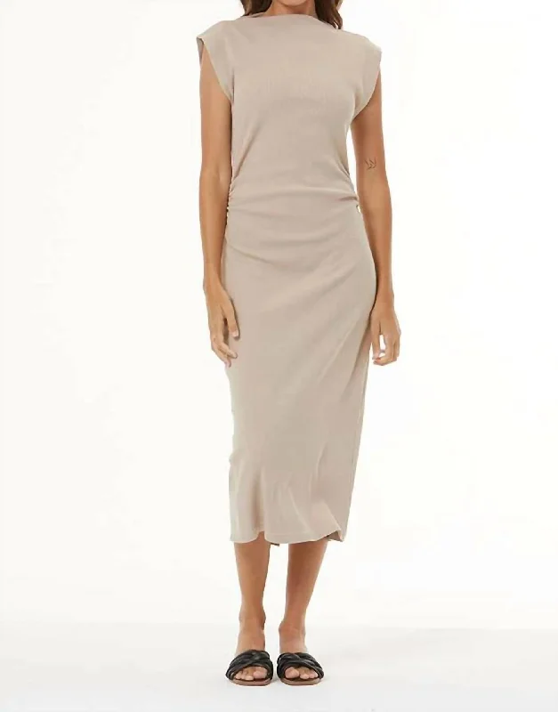 Casual Chic Jodie Ribbed Midi Dress In Shiitake Big Savings On Rustic Countryside Styles