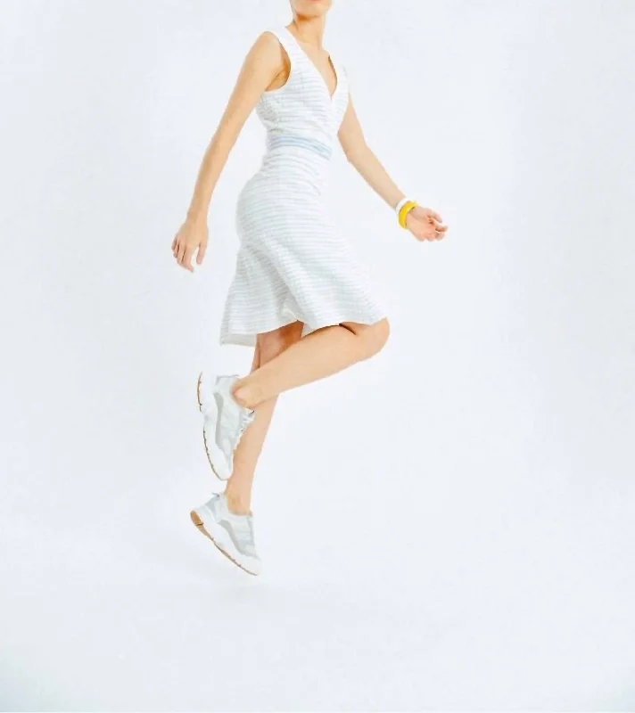 Durable Fashion Picks Striped Midi Dress In White Effortless Sophistication