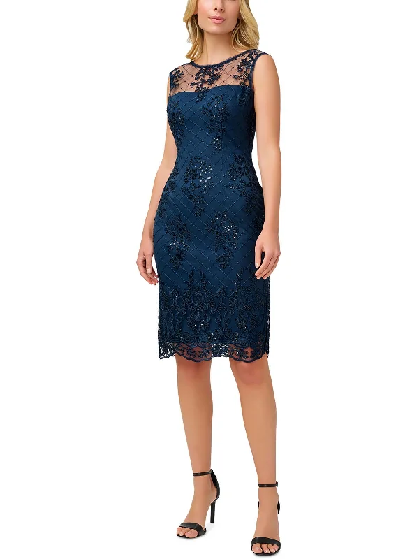 Style Breakthroughs Womens Embroidered Evening Wear Midi Dress Sophisticated Cut