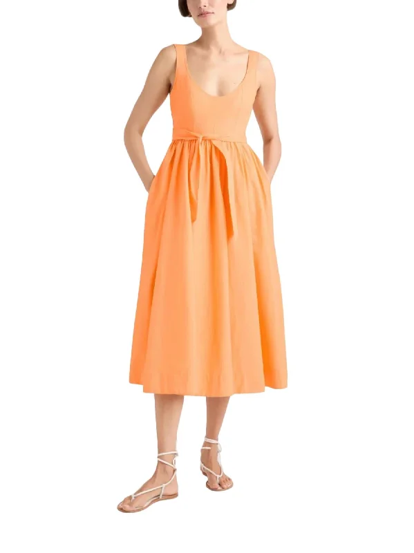 Stylish Deals Kilah Midi Dress In Orange Elegant Details