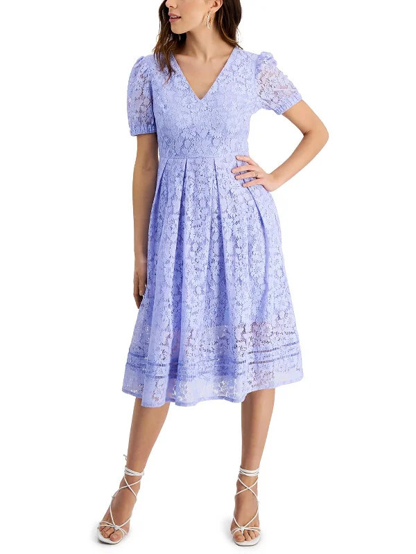 Fashion Forward Plus Womens Eyelet Lace Midi Dress Early Access To Art Deco Styles Sale