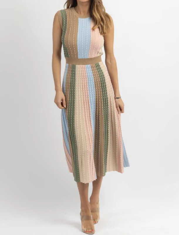 Seasonal Fashion Estel Striped Midi Dress In Multi-Colored Flash Sale