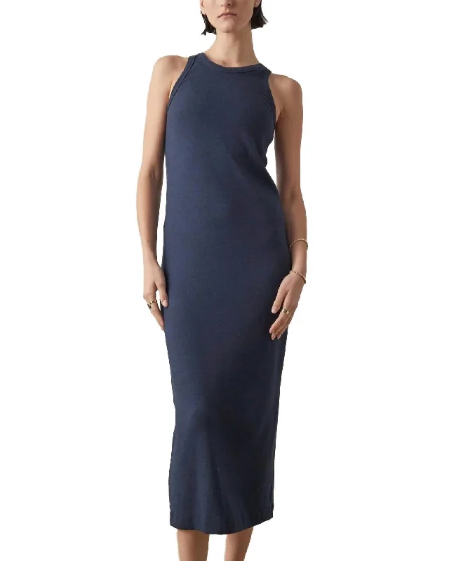 Luxe Style Discounts Griffith Ribbed Midi Dress In Ink End - Of - Month Blowout