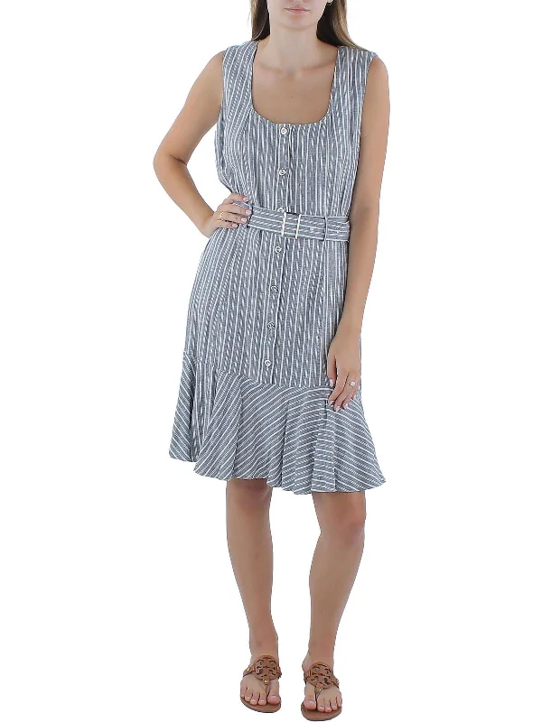 Flash Sales Womens Button-Down Striped Midi Dress Refined Simplicity