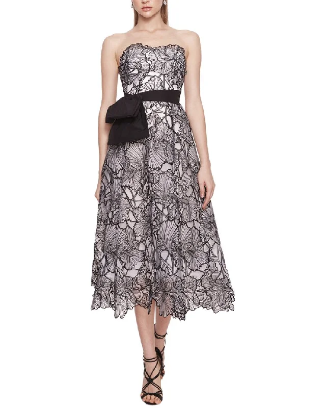 Break Fashion Norms Marchesa Notte Iris Cutwork Midi Dress Bold Patterns