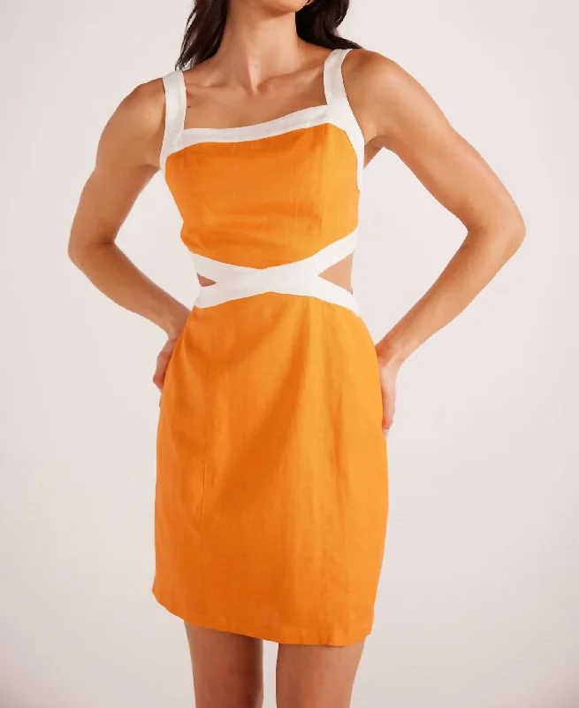 Trendy Threads Jacques Contrast Mini Dress In Orange Classic Timeless Elegant Style