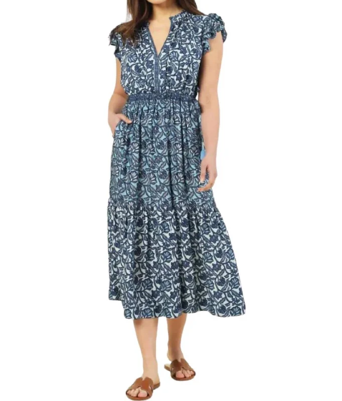 On-Trend Fashion Offers Willa Midi Dress In Marlow Capri Playful Elegance