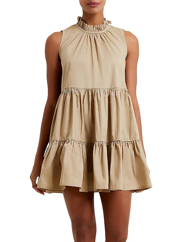 Trendy Styles Womens Tiered Short Mini Dress Flowy Fabric