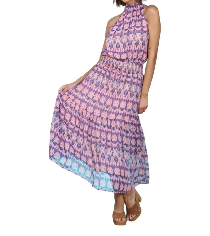 Seasonal Picks Chiffon Halter Maxi Dress In Franca Luxury Comfort