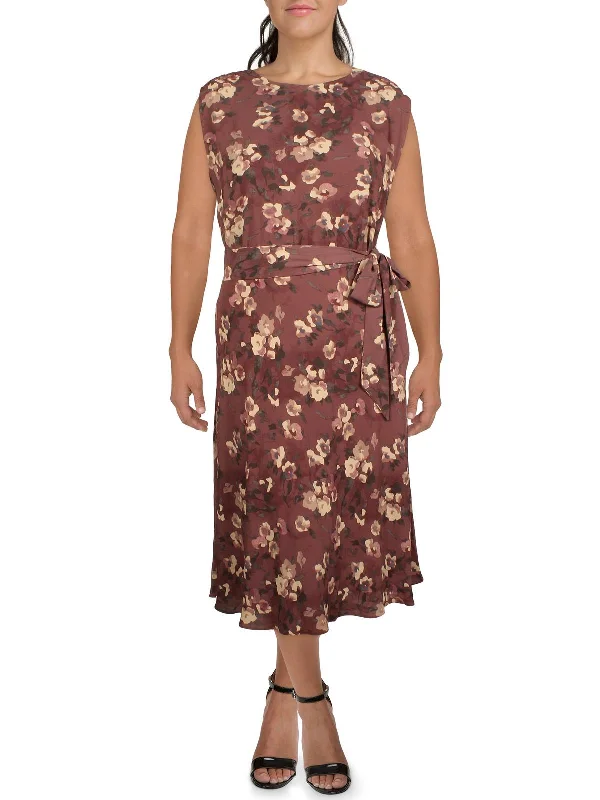 Feminine Style Promotions Womens Crepe Floral Midi Dress Big Savings On Rustic Countryside Styles