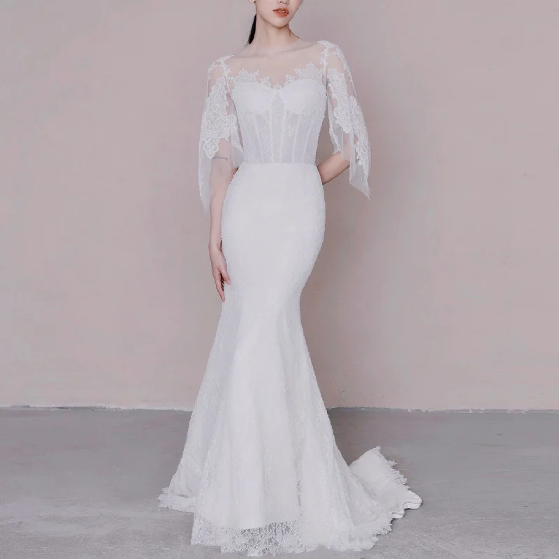 Elegant Fashion Offers Romantic Bohemian Lace Wedding Dresses with Long Sleeve Holiday Sale