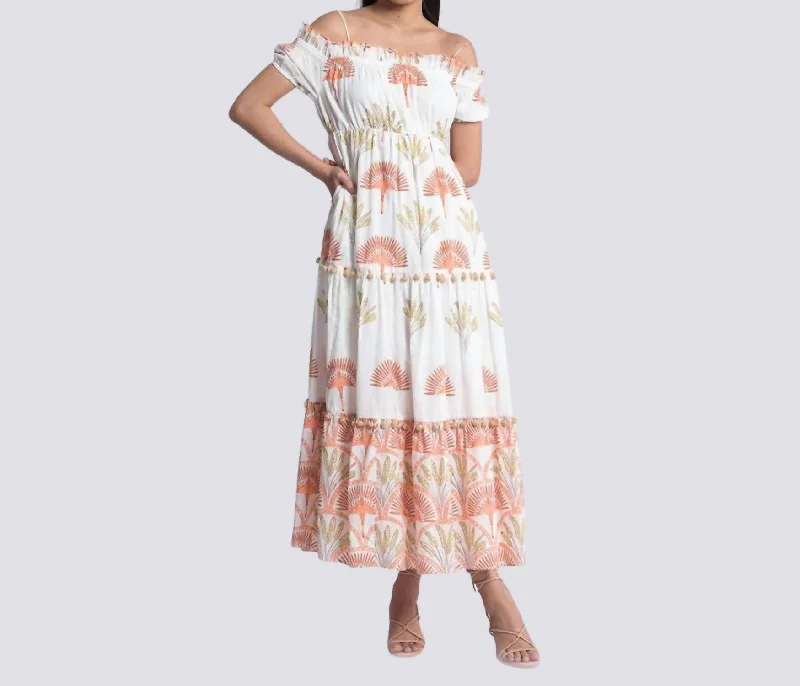 Fashion Forward Femininity Ibada Tiered Maxi Dress In Orange Tropical Island - Inspired Attire