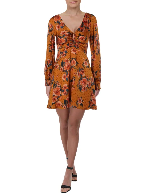 Affordable Luxury Fashion Morning Light Womens Floral Print Ruched Casual Dress Today Only