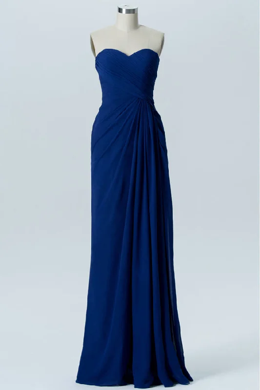 Chic Trend Collection Royal Blue Strapless Ruched Column Bridesmaid Dress Casual Weekend Relaxed Style