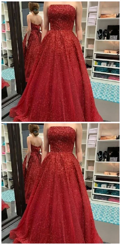 Street Style Discounts Glitter Red Sequins Long Ball Gown long prom dress  cg8972 Vintage Charm