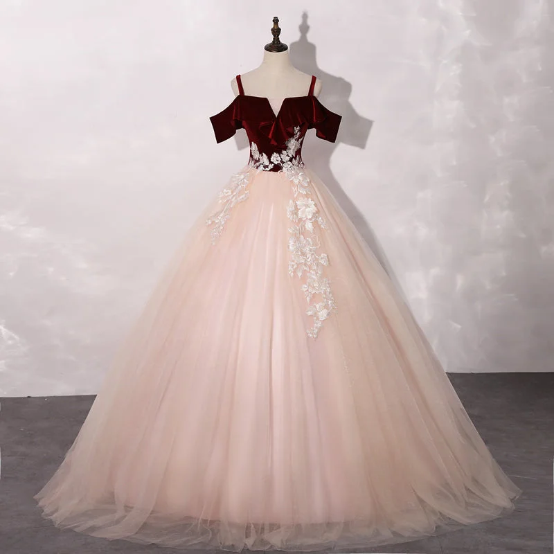 Vintage-Inspired Style Offers PINK LONG BALL GOWN PROM DRESS WITH LACE FORMAL DRESS   cg16451 Romantic Flair