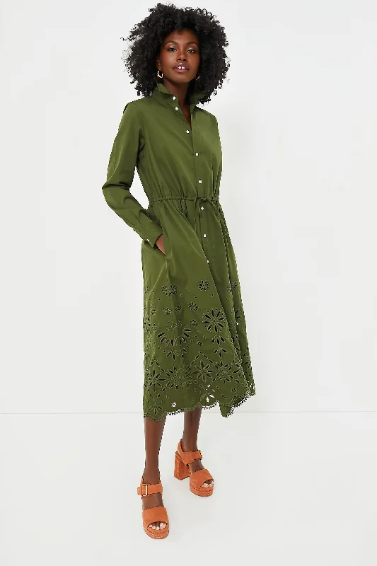 Sporty Fashion Offers New Olive Jessica Long Sleeve Day Dress Feminine Flow