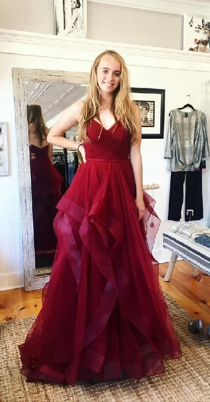 Hot Picks Burgundy long prom dresses, ball gown prom  cg7069 Romantic Flair