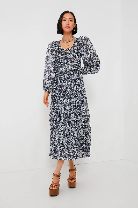 Casual Fashion Multi Suzie Print Long Sleeve U-Neck Dress Urban Sophistication