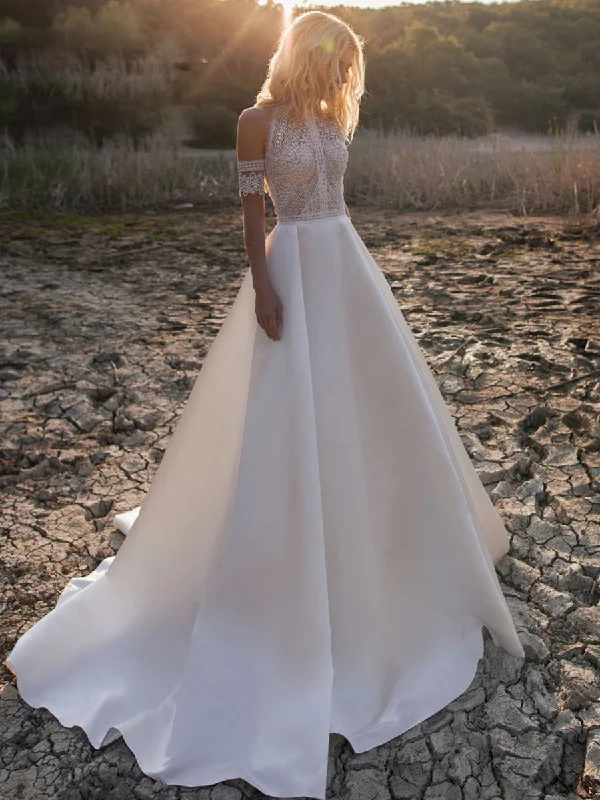 Seasonal Trends Off The Shoulder Boho Wedding Dress Rustic A line Bridal Coastal Beach - Inspired Style