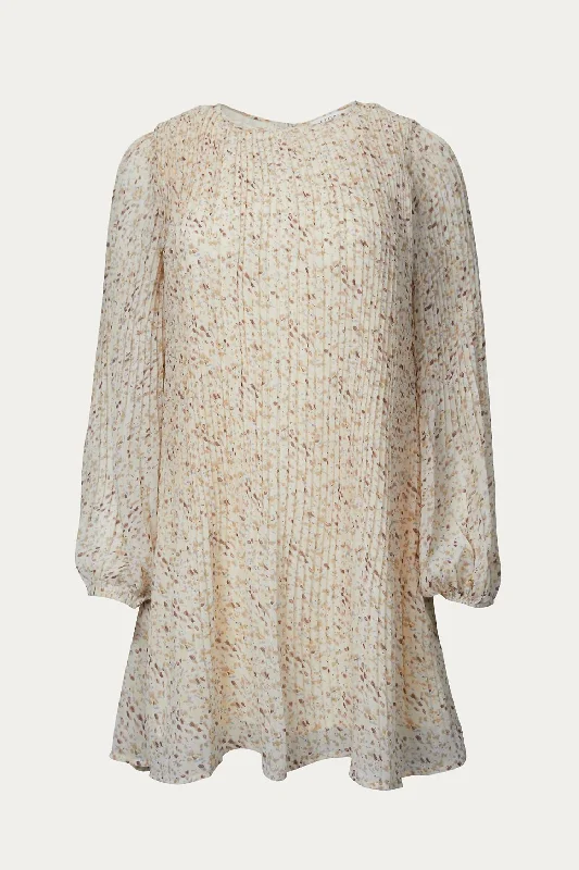 Street Chic Discounts Floral-Print Chiffon Tunic Mini Dress In Cream Floral Exquisite Craftsmanship