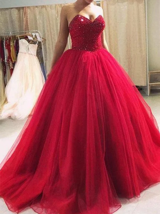 Modern Chic Discounts Elegant Sweetheart neckline Tulle Quinceanera Dresses, Red Formal Evening Dress, Ball Gown Prom Dress    cg16315 Artful Design