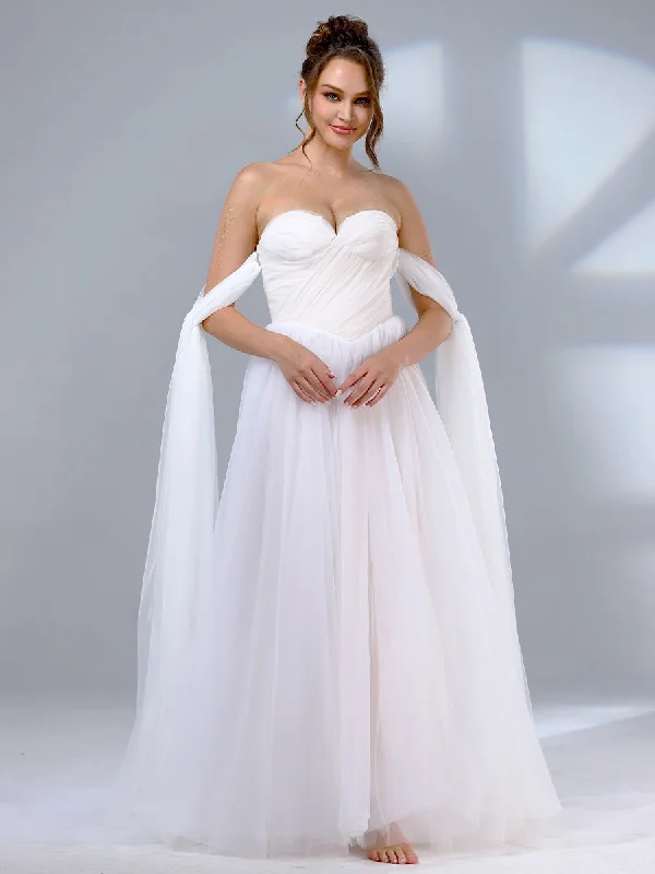 Discover Now Off The Shoulder Tulle Wedding Dress Simple Romantic A Line Vintage Retro Party Wear