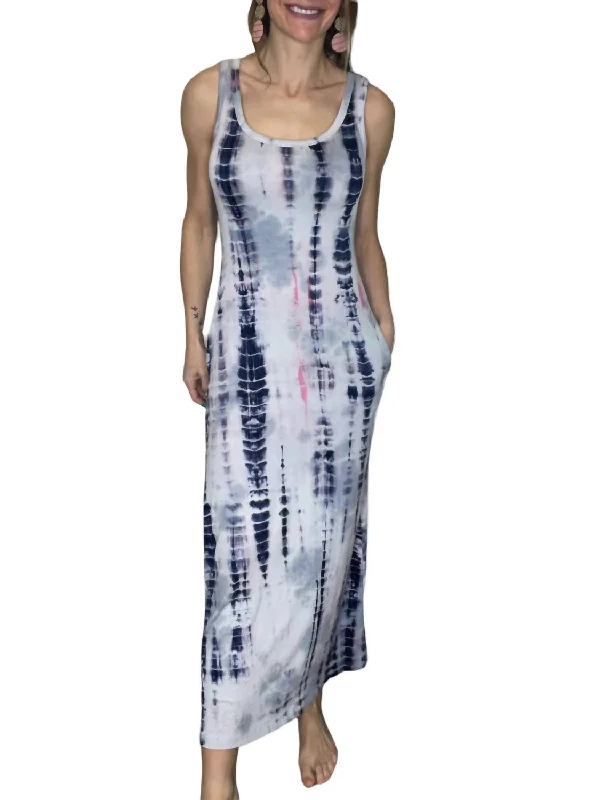 Special Offer Tie Dye Maxi Dress In Navy Early Access To Art Deco Styles Sale